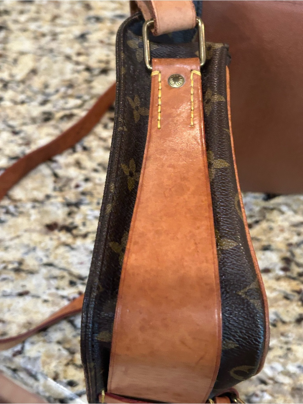 Louis Vuitton Brown Monogram Crossbody Bag with Tan Trim with coa - Picture 7 of 16